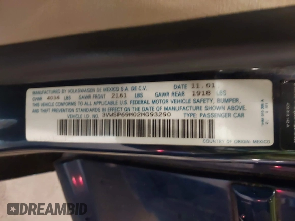 2002 Volkswagen Jetta GLS с VIN 3VWSP69M02M093290, выставлен на аукционе IAAI как лот 42233638 с пробегом 208 561 миль миль и . История ставок и продаж доступна на DreamBid. Изображение 9.