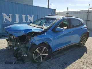 2021 Hyundai Kona Limited with VIN KM8K33A57MU605543, listed as a Copart auction lot 45055665 with 99,999 mi miles and Clean Title. Bid and sale history available at carsss.com. Image 1.