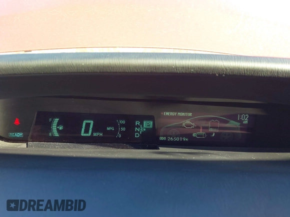 2013 Toyota Prius One with VIN JTDKN3DU9D5661513, listed as a IAAI auction lot 41721352 with 265,019 mi miles. Bid and sale history available at carsss.com. Image 7.
