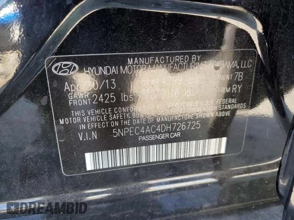 2013 Hyundai Sonata SE z VIN 5NPEC4AC4DH726725, wystawiony jako Copart lot #51821295 z przebiegiem 94 092 mil mil oraz Szkoda całkowita • Salvage title. Historia ofert i sprzedaży dostępna na DreamBid. Obrazek 12.