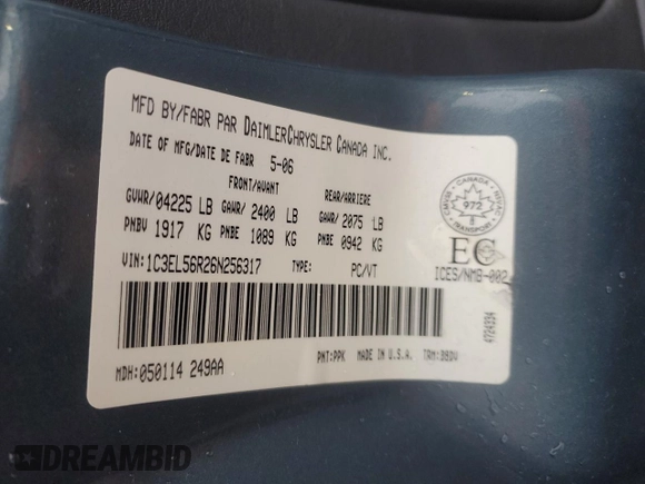 2006 Chrysler Sebring Touring with VIN 1C3EL56R26N256317, listed as a Copart auction lot 51179805 with 115,456 mi miles and Salvage Title. Bid and sale history available at DreamBid. Image 14.