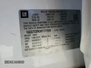 2017 Chevrolet Colorado 4WD LT with VIN 1GCGTCEN3H1177899, listed as a Copart auction lot 52343775 with 54,370 mi miles and Salvage title. Bid and sale history available at DreamBid. Image 12.