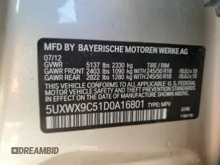 2013 BMW X3 xDrive28i with VIN 5UXWX9C51D0A16801, listed as a Copart auction lot 49008455 with 104,542 mi miles and Salvage Title. Bid and sale history available at carsss.com. Image 13.