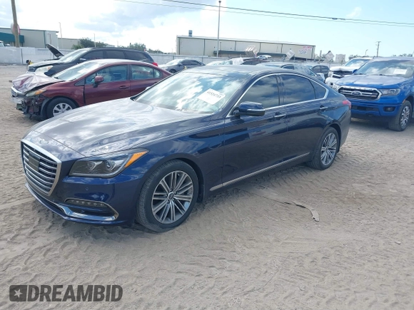 2019 Genesis G80 3.8L with VIN KMHGN4JE1KU299376, listed as a IAAI auction lot 41524733 with 7,659 mi miles. Bid and sale history available at carsss.com. Image 2.