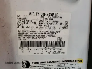 2011 Ford F-150 XL with VIN 1FTFW1EFXBKD87241, listed as a Copart auction lot 71577254 with 127,985 mi miles and Salvage Title. Bid and sale history available at carsss.com. Image 14.
