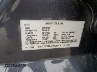 2021 Tesla Model Y Long Range z VIN 5YJYGDEE2MF204414, wystawiony jako Copart lot #59010585 z przebiegiem 56 371 mil mil oraz Szkoda całkowita • Salvage title. Historia ofert i sprzedaży dostępna na DreamBid. Obrazek 13.