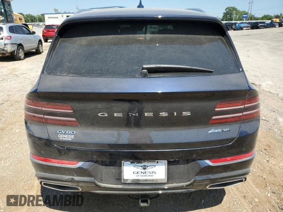 2024 Genesis GV80 with VIN KMUHCESC9RU197445, listed as a Copart auction lot 58260184 with Not Provided miles and Salvage Title. Bid and sale history available at DreamBid. Image 6.