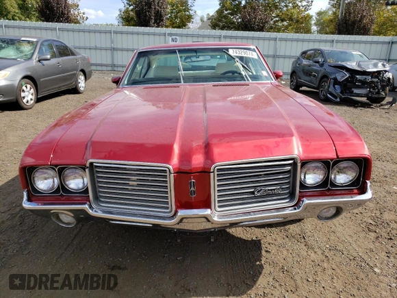 1972 Oldsmobile Cutlass with VIN 3F87H2G120938, listed as a Copart auction lot 74329074 with 49,120 mi miles and Salvage Title. Bid and sale history available at DreamBid. Image 5.