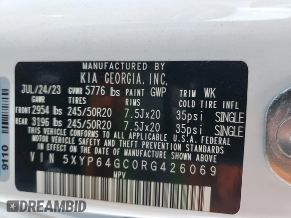 2024 Kia Telluride S with VIN 5XYP64GC0RG426069, listed as a Copart auction lot 48622925 with 19,529 mi miles and Salvage Title. Bid and sale history available at carsss.com. Image 15.