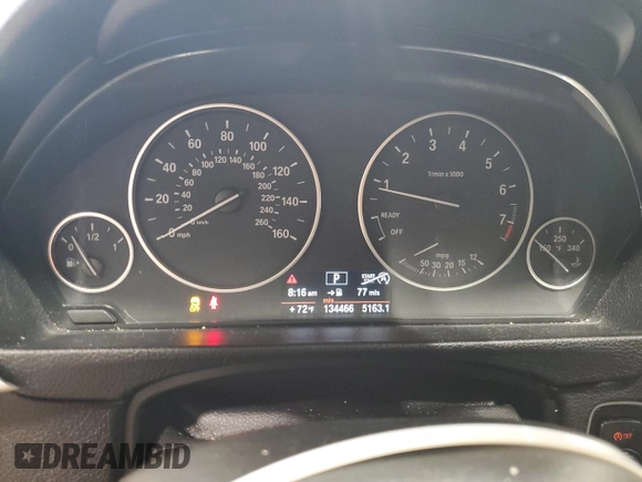 2013 BMW 3 Series 320i xDrive with VIN WBA3C3C5XDF982732, listed as a Copart auction lot 62852385 with 134,466 mi miles and Salvage title. Bid and sale history available at DreamBid. Image 9.