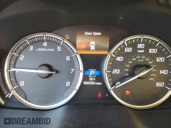 2020 Acura MDX w/Advance Pkg with VIN 5J8YD4H80LL016759, listed as a Copart auction lot 75856524 with 80,320 mi miles and Salvage Title. Bid and sale history available at carsss.com. Image 9.