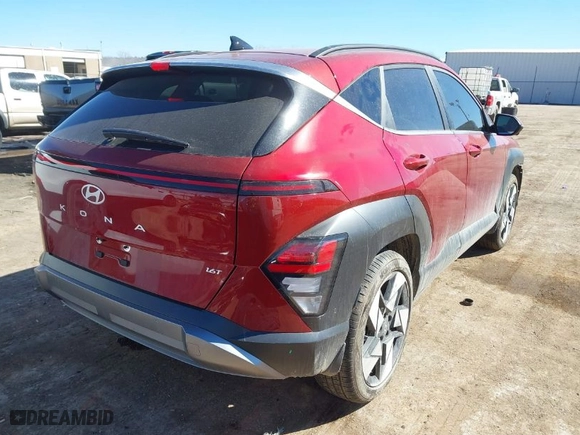 2025 Hyundai Kona Limited with VIN KM8HE3A39SU203300, listed as a IAAI auction lot 41652609 with 4,395 mi miles. Bid and sale history available at carsss.com. Image 4.