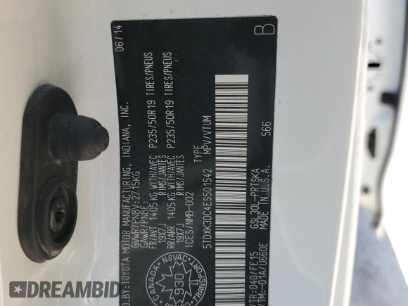2014 Toyota Sienna SE with VIN 5TDXK3DC4ES501542, listed as a Copart auction lot 61596445 with 204,164 mi miles and Clean title. Bid and sale history available at DreamBid. Image 13.