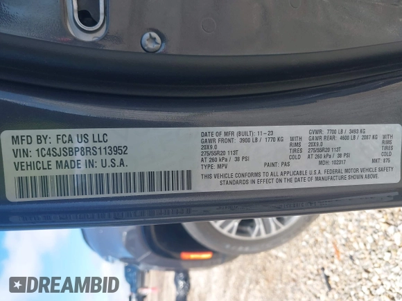 2024 Jeep Wagoneer Series II с VIN 1C4SJSBP8RS113952, выставлен на аукционе IAAI как лот 41862162 с пробегом 44 390 миль миль и . История ставок и продаж доступна на DreamBid. Изображение 9.