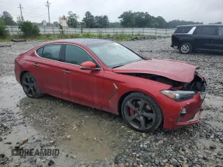 2019 Genesis G70 Dynamic with VIN KMTG34LE2KU021837, listed as a Copart auction lot 57754815 with 41,586 mi miles and Salvage title. Bid and sale history available at DreamBid. Image 4.