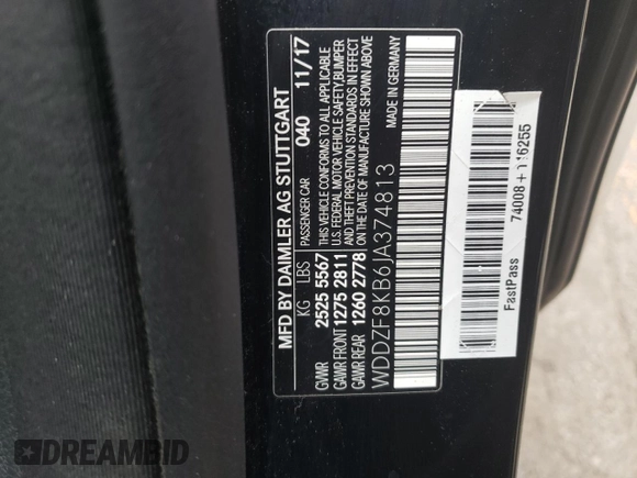 2018 Mercedes-Benz E-Class AMG E 63 S with VIN WDDZF8KB6JA374813, listed as a Copart auction lot 54470114 with 0 mi miles and Salvage Title. Bid and sale history available at carsss.com. Image 12.