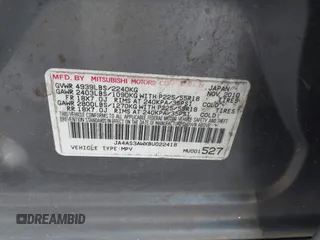 2011 Mitsubishi Outlander SE z VIN JA4AS3AWXBU022418, wystawiony jako IAAI lot #40025021 z przebiegiem 188 695 mil mil oraz . Historia ofert i sprzedaży dostępna na DreamBid. Obrazek 9.