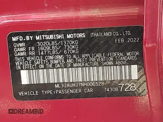 2022 Mitsubishi Mirage ES z VIN ML32AUHJ7NH006528, wystawiony jako IAAI lot #42147115 z przebiegiem 49 761 mil mil oraz . Historia ofert i sprzedaży dostępna na DreamBid. Obrazek 9.