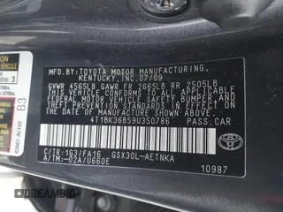2009 Toyota Avalon XL with VIN 4T1BK36B59U350786, listed as a IAAI auction lot 41322151 with 222,128 mi miles and . Bid and sale history available at carsss.com. Image 9.