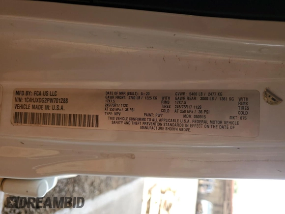 2023 Jeep Wrangler Sport с VIN 1C4HJXDG2PW701288, выставлен на аукционе Copart как лот 58585345 с пробегом 30 127 миль миль и Чистый • Clean title. История ставок и продаж доступна на DreamBid. Изображение 13.