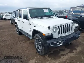 2023 Jeep Wrangler Sahara with VIN 1C4HJXEN7PW701607, listed as a IAAI auction lot 41774580 with 13,376 mi miles. Bid and sale history available at carsss.com. Image 1.