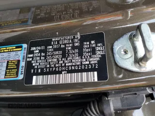 2022 Kia Telluride S z VIN 5XYP6DHC9NG202372, wystawiony jako Copart lot #59772235 z przebiegiem 41 052 mil mil oraz Szkoda całkowita • Salvage title. Historia ofert i sprzedaży dostępna na DreamBid. Obrazek 13.