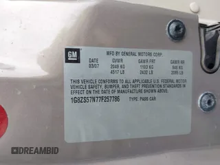 2007 Saturn Aura XE with VIN 1G8ZS57N77F257786, listed as a IAAI auction lot 41736785 with 82,998 mi miles and . Bid and sale history available at DreamBid. Image 8.