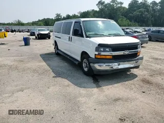 2019 Chevrolet Express Passenger LT with VIN 1GAZGPFG6K1263857, listed as a Copart auction lot 58987635 with 127,347 mi miles and Salvage title. Bid and sale history available at DreamBid. Image 14.