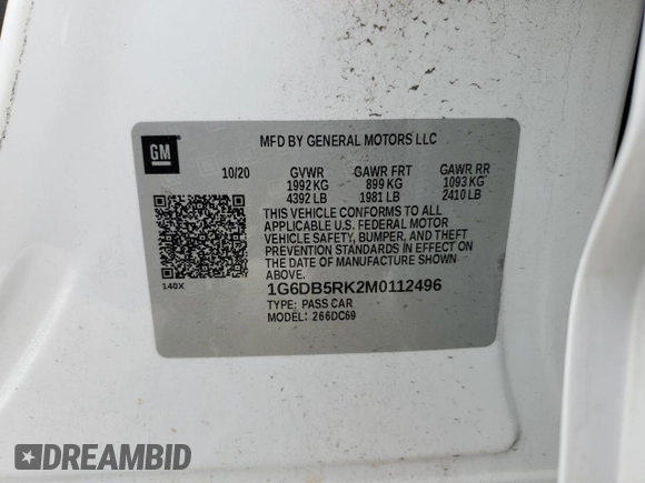 2021 Cadillac CT4 Premium Luxury with VIN 1G6DB5RK2M0112496, listed as a Copart auction lot 70277664 with Not Provided miles and Salvage Title. Bid and sale history available at DreamBid. Image 13.