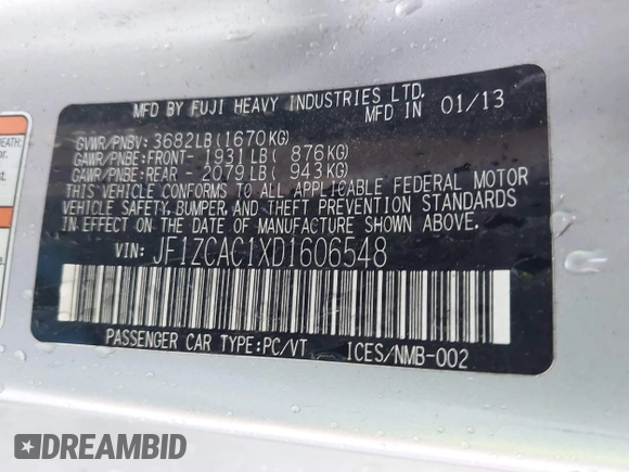 2013 Subaru BRZ Limited с VIN JF1ZCAC1XD1606548, выставлен на аукционе IAAI как лот 42153290 с пробегом 136 534 миль миль и . История ставок и продаж доступна на DreamBid. Изображение 9.