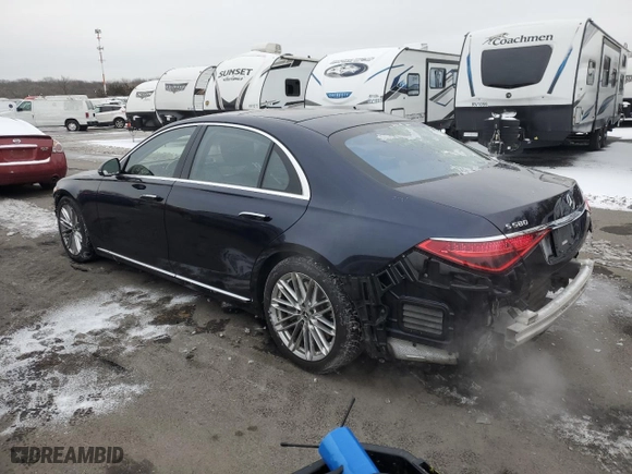 2022 Mercedes-Benz S-Class S 580 with VIN W1K6G7GB2NA110383, listed as a Copart auction lot 88980035 with 77,332 mi miles and Salvage Title. Bid and sale history available at carsss.com. Image 2.