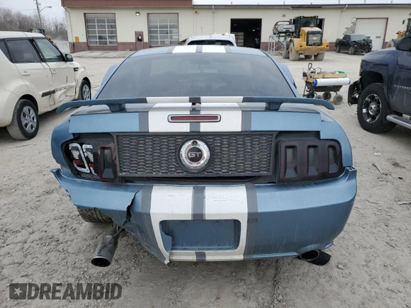2006 Ford Mustang GT Deluxe with VIN 1ZVFT82H165190693, listed as a Copart auction lot 47121705 with 0 mi miles and Salvage Title. Bid and sale history available at carsss.com. Image 6.