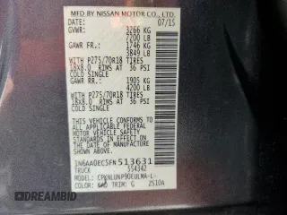 2015 Nissan Titan SV z VIN 1N6AA0EC5FN513631, wystawiony jako Copart lot #61260425 z przebiegiem 160 408 mil mil oraz Szkoda całkowita • Salvage title. Historia ofert i sprzedaży dostępna na DreamBid. Obrazek 12.