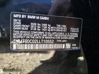 2020 BMW X3 M Competition with VIN 5YMTS0C02LLT10552, listed as a Copart auction lot 52524414 with 0 mi miles. Bid and sale history available at carsss.com. Image 12.
