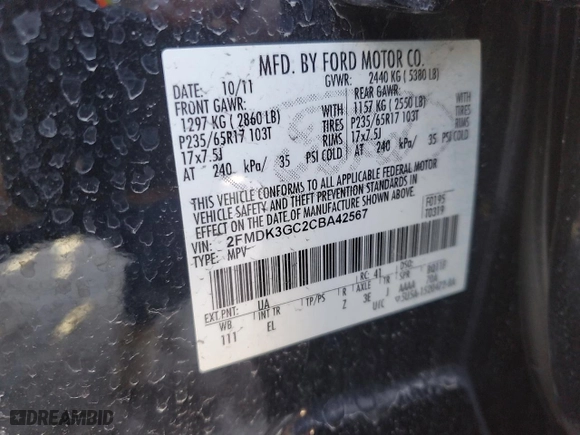 2012 Ford Edge SE with VIN 2FMDK3GC2CBA42567, listed as a Copart auction lot 48249085 with 109,214 mi miles and Salvage Title. Bid and sale history available at carsss.com. Image 15.