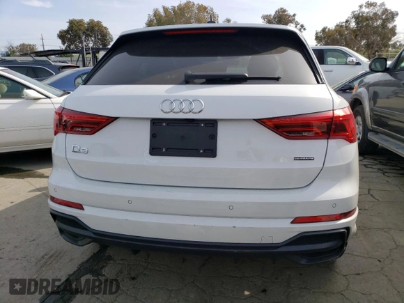 2020 Audi Q3 S line Premium Plus with VIN WA1EECF32L1116576, listed as a Copart auction lot 41111063 with 9,808 mi miles and . Bid and sale history available at DreamBid. Image 6.