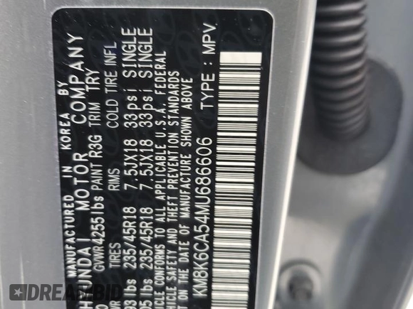 2021 Hyundai Kona Night Edition with VIN KM8K6CA54MU686606, listed as a Copart auction lot 41021354 with 17,769 mi miles and Salvage Title. Bid and sale history available at DreamBid. Image 15.