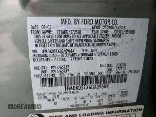 2006 Ford Freestyle SEL с VIN 1FMDK051X6GA09684, выставлен на аукционе Copart как лот 48751695 с пробегом 248 073 миль миль и Списание • Salvage title. История ставок и продаж доступна на DreamBid. Изображение 15.