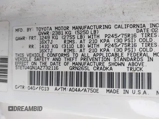 2010 Toyota Tacoma PreRunner with VIN 5TETU4GN1AZ732116, listed as a IAAI auction lot 41490628 with 154,838 mi miles and . Bid and sale history available at DreamBid. Image 9.