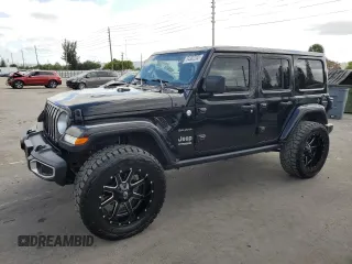 2019 Jeep Wrangler Unlimited Sahara with VIN 1C4HJXEN6KW595840, listed as a Copart auction lot 54382265 with 145,986 mi miles and Salvage Title. Bid and sale history available at carsss.com. Image 1.