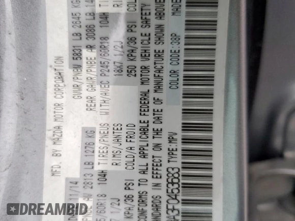 2015 Mazda CX-9 Sport with VIN JM3TB2BA3F0453683, listed as a Copart auction lot 52600445 with 159,326 mi miles and Clean title. Bid and sale history available at DreamBid. Image 13.