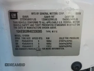 2006 GMC Envoy Denali with VIN 1GKES63M462336365, listed as a Copart auction lot 44965085 with 189,726 mi miles and Salvage Title. Bid and sale history available at carsss.com. Image 13.