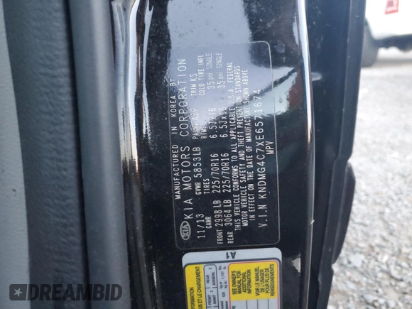 2014 Kia Sedona LX with VIN KNDMG4C7XE6571674, listed as a Copart auction lot 79488704 with 75,091 mi miles and Non Repairable. Bid and sale history available at DreamBid. Image 14.