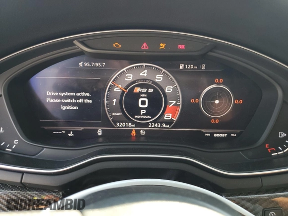 2018 Audi RS 5 z VIN WUAPWAF55JA902504, wystawiony jako Copart lot #66019344 z przebiegiem 32 018 mil mil oraz Szkoda całkowita • Salvage title. Historia ofert i sprzedaży dostępna na DreamBid. Obrazek 9.