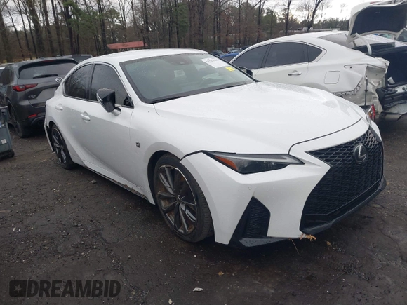 2021 Lexus IS with VIN JTHGZ1B23M5039150, listed as a IAAI auction lot 41228183 with 107,671 mi miles. Bid and sale history available at carsss.com. Image 1.