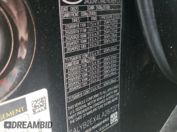 2020 Land Rover Range Rover Velar S z VIN SALYB2EX4LA287221, wystawiony jako Copart lot #56945115 z przebiegiem 62 612 mil mil oraz Szkoda całkowita • Salvage title. Historia ofert i sprzedaży dostępna na DreamBid. Obrazek 13.