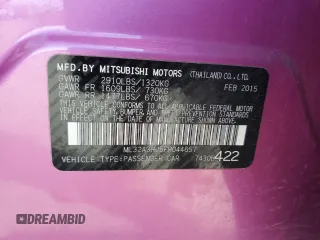 2015 Mitsubishi Mirage DE with VIN ML32A3HJ5FH044657, listed as a Copart auction lot 56916395 with 48,321 mi miles and Salvage title. Bid and sale history available at DreamBid. Image 12.