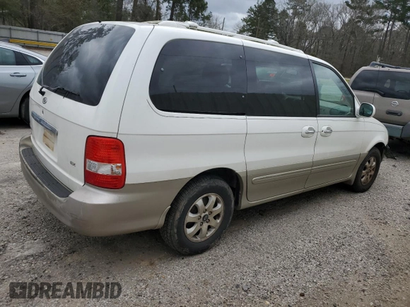 2005 Kia Sedona LX with VIN KNDUP132856716570, listed as a Copart auction lot 45848965 with 137,589 mi miles and Salvage Title. Bid and sale history available at carsss.com. Image 3.