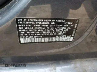 2019 Volkswagen Passat Wolfsburg Edition z VIN 1VWLA7A30KC013616, wystawiony jako Copart lot #46643715 z przebiegiem 47 073 mil mil oraz Szkoda całkowita • Salvage title. Historia ofert i sprzedaży dostępna na DreamBid. Obrazek 14.
