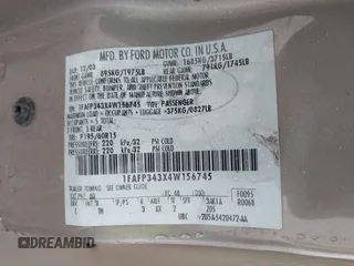 2004 Ford Focus SE with VIN 1FAFP343X4W156745, listed as a IAAI auction lot 42501461 with 289,925 mi miles and . Bid and sale history available at DreamBid. Image 9.